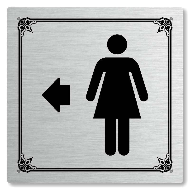WC ženy vlevo, 80x80mm, stříbrná, Nebraska